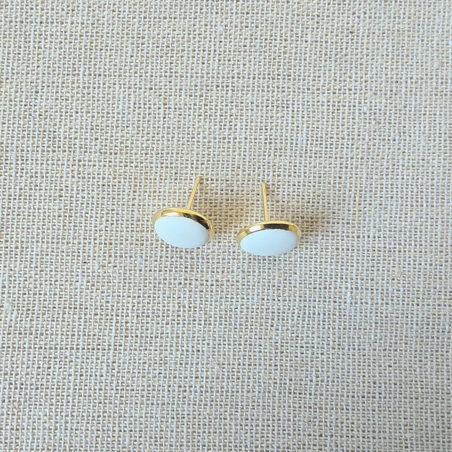 Earrings White Button