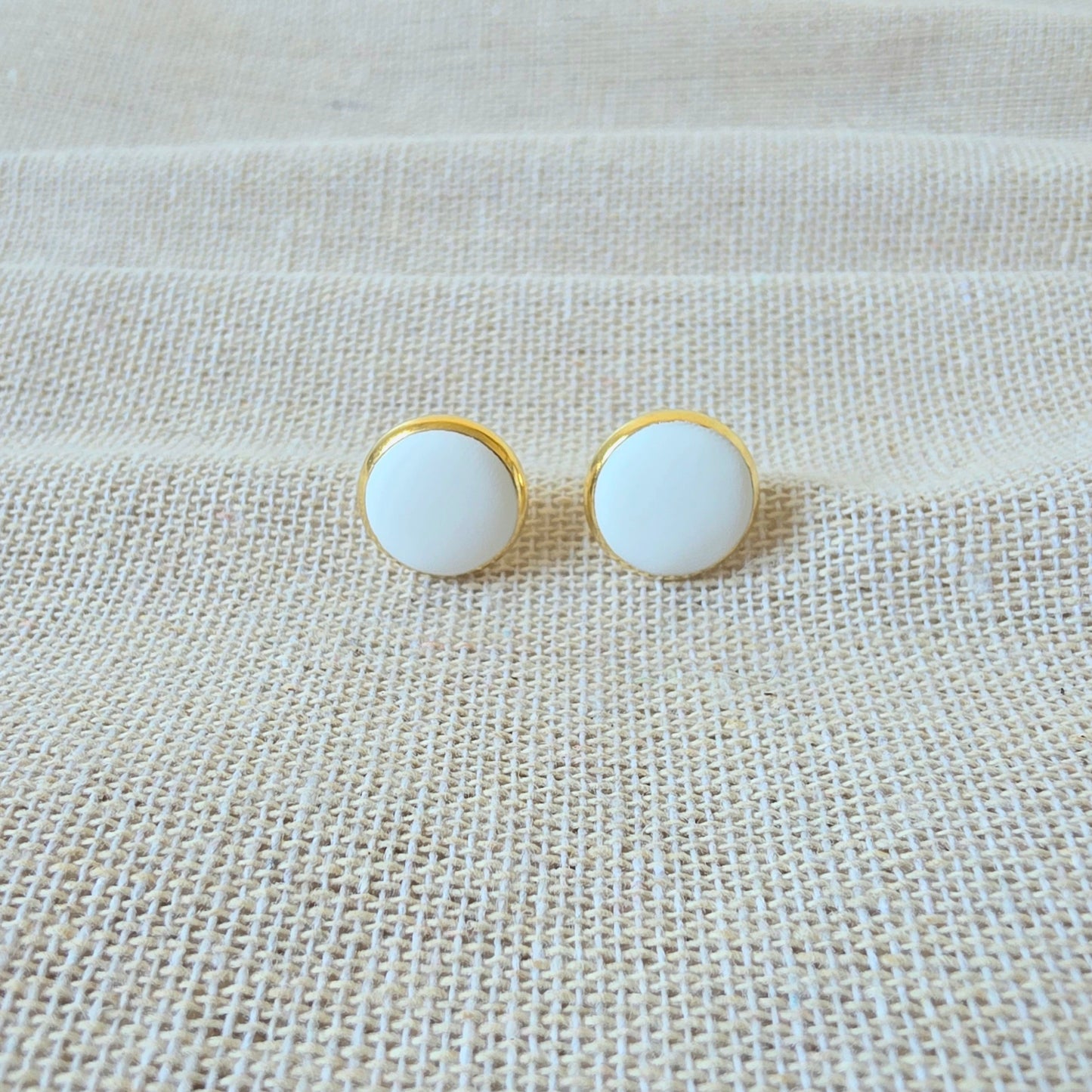 Earrings White Button